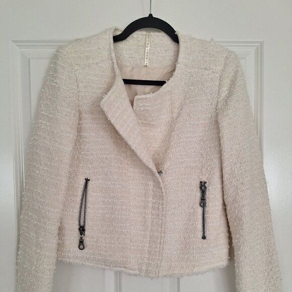 Truth and Pride Moto Jacket Women's Cream Metallic Long Sleeve Size S - Picture 1 of 9